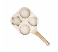 Fonowx Sartén Antiadherente para Desayuno Cuatro Secciones Huevo Pancake Mango Práctico para Colgar Aluminio Apto para Cocina Hogar Alimentación Diaria, Beige, Beige, Corazón Y Estrella