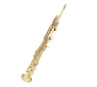 Fonowx Saxofón Soprano de Latón Saxofón Instrumento Viento Madera con Acabado Bronce Antiguo Cepillado Presencia Visual y Timbre Apto para Recitales Ensayos de Conjunto Actuaciones