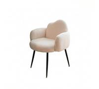Fonowx Silla Tocador para Mujer Silla Taburete Asiento con Respaldo Curvo y Reposabrazos Tapizado Bouclé Suave Patas de Metal Cónicas Adecuada para Peinarse, Estándar, Blanco Cremoso