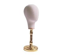 Fonowx Soporte para pelucas, modelo de cabeza de maniquí, exhibición duradera, sombreros para el cabello, postizos, estante para sombrero, modelo de cabeza, Beige con base dorada