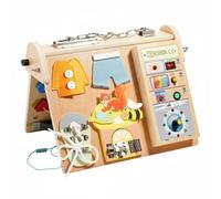 Fonowx Tablero de Aprendizaje para Niños Juguete Educativo Tablero Tablero Sensorial de Madera con Elementos de Rosca Presión y Pestillos Adecuado para Educación Infantil Hogar Coche Regalos