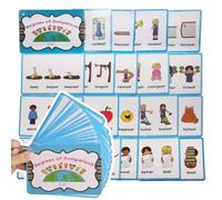 Fonowx Tarjetas de Gramática para Niños Cartas Didácticas Vocabulario Adjetivos Comparativo Ilustraciones Infantiles Esquinas Redondeadas con Agujero