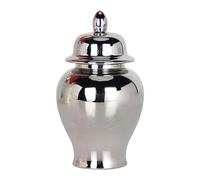 Fonowx Tarro de Jengibre Florero Decorativo con Tapa Organizador Artesanal Ornamento de Cerámica Funcional Adecuado para Regalo Decoración del, Plata, Individual