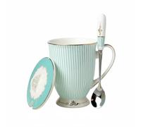 Fonowx Taza Cerámica Taza de Té Taza de Café Taza Taza con Estilo Inglés y Función Múltiple Apta para Regalos y Consumo Diario en la Oficina, Stripe Goblet