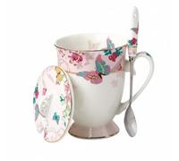 Fonowx Taza Cerámica Taza de Té Taza de Café Taza Taza con Estilo Inglés y Función Múltiple Apta para Regalos y Consumo Diario en la Oficina, Sakura Goblet