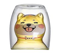 Fonowx Taza de Café de Vidrio de Doble Pared con Aislamiento Térmico, Transparente, Estilo, de Borosilicato de, con Agarre Cómodo Y Bo, Amarillo, Individual