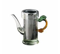 Fonowx Tetera Industrial Tetera de Vidrio Tetera con Filtro Tetera con Tetera de Borosilicato con Separador de Té y Colador Extraíble Forma de Dragón Pintada, 250ML, AsaDragónSs