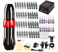 FONPOO Kit Tatuaje Rotativo Profesional, 40 Agujas + 14 Tintas