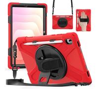 FONREST Funda cruzada resistente para Samsung-Galaxy-Tab-S11 de 11 pulgadas 2025 con soporte para bolígrafo S, soporte giratorio, correa de hombro, resistente a los golpes, SM-X730/X736B (rojo)