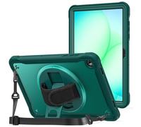 FONREST Funda de cristal resistente para Samsung-Galaxy-Tab-A11+Plus de 11 pulgadas 2025 SM-X230/X235/X236 con soporte giratorio, policarbonato mate + TPU borde envuelto a prueba de golpes con correa