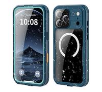 FONREST Funda impermeable para iPhone-17-Pro-Max con anillo de metal, delgada, a prueba de golpes, polvo y nieve, cubierta transparente sellada bajo el agua con botón desplazable para control de