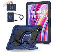 FONREST Funda portátil resistente para Xiaomi Poco Pad/Redmi Pad Pro 12.1'' 2024 con soporte giratorio/Anillo colgante de elevación con asa de cuerda híbrida, cubierta de armadura resistente a golpes