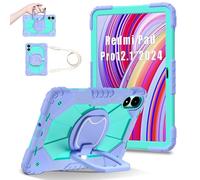 FONREST Funda portátil resistente para Xiaomi Poco Pad/Redmi Pad Pro 12.1'' 2024 con soporte giratorio/Anillo colgante de elevación con asa de cuerda híbrido, resistente, a prueba de golpes, cubierta