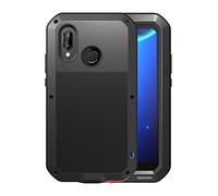 FONREST Huawei P20 Lite Funda, Love Mei Antichoque Al Aire Libre Tarea Pesada Híbrido Aluminio Metal Armadura Antipolvo Carcasas para Huawei Nova 3e 5.84 Pulgada con Vidrio Templado (Negro)