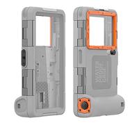 FONREST para iPhone 16e/15/14/13/12 Pro MAX Plus Buceo Funda, Universal IP68 15m Impermeable Bajo el Agua Carcasas para Celulares de 4,7''- 6,9'' para Exterior Natación Foto Video-Gris/Naranja