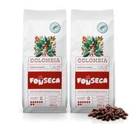 FONSECA Café Colombia en Grano Natural 500g 100% Arábica, Café Colombiano de Origen para Cafetera Superautomática y Automática, Intensidad 8 Monorigen Certificado UTZ/Rainforest (2 Paquetes de 250g)