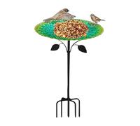 Fontaine Et Alimentador para pájaros - Baño de pájaros sobre pie de metal con comedero - Bandeja de alimentación - Loro de gran capacidad accesorios multifuncionales para balcón terraza y jardín