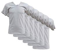 Fontana Calze & Ropa interior de 6 piezas - Camiseta interior con cuello en V con mangas cortas para hombre de algodón, fabricada en Italia, gris, M (TG 4)
