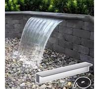 Fontana da giardino con scarico a cascata e Tubo flessibile, Fontana da giardino per Piscine interrate, Kit di scarico per cascata in Metallo, decorazione per laghetto Koi (Argento, 50 pollici (127 c
