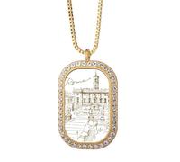 Fontana di Trevi Roma Fontana - Collar con colgante de diamante y cristal dorado