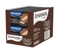 Fontaneda Finas Barquillos Rellenos de Chocolate Negro, Cruijente y Cremoso,Pack de 22, 92 g