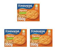 Fontaneda Galletas Digestive con Avena, Rico en Fibra, 550 g (Paquete de 3)