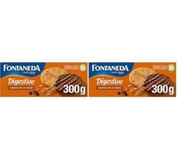 Fontaneda Galletas Digestive con Chocolate con Leche, Deliciosas para Desayuno y Snacks, 300 g (Paquete de 2)