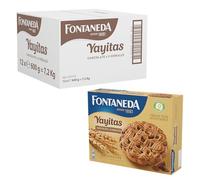 Fontaneda Yayitas Galletas con Pepitas Chocolate, 12 x 600g | Galletas Yayitas de 5 Cereales con Pepitas de Chocolate, ideales para desayunos, meriendas y recetas caseras