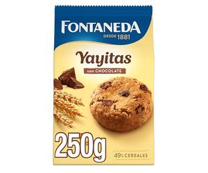 Fontaneda Yayitas Galletas con Pepitas de Chocolate y Cacao, Deliciosas y Crujientes, 250 g