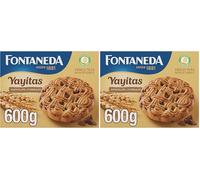 Fontaneda Yayitas Galletas de 5 Cereales con Pepitas de Chocolate, Fuente de Fibra, 600 g (Paquete de 2)