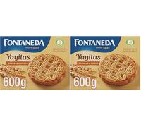 Fontaneda Yayitas Galletas Doradas al Horno, 72% de Cereales, Fuente de Fibra, 600 g (Paquete de 2)