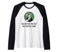 Fontanero Divertido Cuanto más húmedo te vuelves más rápido vengo. Fontanería Camiseta Manga Raglan