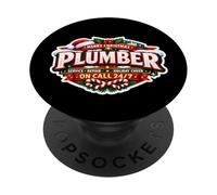 Fontanero Feliz Navidad Servicio Reparación Holiday Cheer On Call PopSockets PopGrip Adhesivo