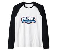 Fontanero Mantengo El Mundo Fluyendo Divertido Cita de Plomería Broma Camiseta Manga Raglan