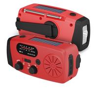 Fontastic Rock Radio de emergencia con manivela y solar, alarma SOS, linterna, radio de manivela con batería solar y banco de energía, batería de 4000 mAh, 5 V 2,4 A USB-A - AM/FM Emergency Radio con