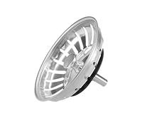Fontastock FSKFAC003 Tapón Tipo cestillo con colador para Fregadero de Cocina, Acero Inoxidable, Goma de Sellado