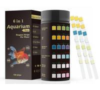 Fontee 6 en 1 Tiras de Test para Acuarios, 100 Unidades, Set de Test para Acuarios de Agua Dulce, Estanque de Peces, Test Preciso de Carbonato, pH, Dureza, CL2, Nitrato, Nitrito