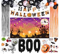 Fontee® 82 piezas Juego Decoración de Fiesta Halloween Pancarta de Globos, Esqueleto, Calabaza, Globo de Papel de Aluminio Fantasma Globo de Látex para Barra Halloween Accesorios para el Hogar