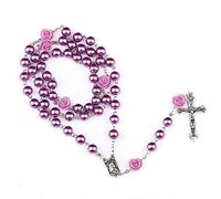 Fontee® Collar Católico para Mujer, Collar Cruzado Púrpura Rosarios Católicos Colgante de Jesús, Mejor Regalo para Pascua, Día de Acción de Gracias y Día de Navidad, Púrpura
