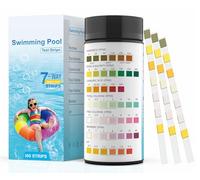 Fontee Tiras de Prueba 7 en 1 para Piscinas - 100 Tiras | Test Rápido de pH, ácido Cianúrico, Dureza Total, Alcalinidad Total, Cloro, Bromo | Kit de Análisis de Agua para Piscinas, Spa, Jacuzzi