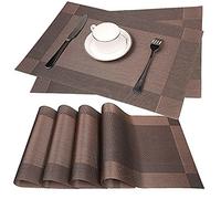 Fontic Juego de 6 manteles Individuales Lavables de PVC, Antideslizantes, protección del Medio Ambiente (café)