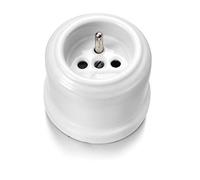 Fontini 30-211-17-2 - Base enchufe toma tierra frances 16a porcelana blanco pack