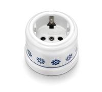 Fontini 30202612 Base de Enchufe 2P+TTL (Schuko) 16A Porcelana Decorada Azul