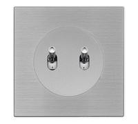 FONTINI - Doble aluminio con mando cromado DOM y placa simple metalizada gris - Doble control con estilo y modernidad