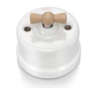 Fontini GARBY - Va y viene con pasador de cables Porcelana blanca Maneta Haya Natural