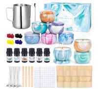 FONTOEN Kits para Fabricación de Velas,DIY Juego Regalo para Velas Aromaticas,480g de cera de Abeja,9 Latas para Velas,6 Aceites Esenciales,8 Bloques de Color,Kit Hacer Velas para Festival Regalos