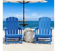 FONTOI Adirondack - Silla de Patio de plástico para Exteriores con portavasos sin Tornillos de instalación, Capacidad de 400 Libras, Silla reclinable para jardín, Patio, césped, Playa, Juego de 2