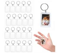 FonVan 20 Piezas llaveros acrílicos para fotos, Llavero Acrílico con Foto Transparente Doble Cara, Llavero con Foto para insertar imágenes personalizadas, 4.8 x 3.5 cm