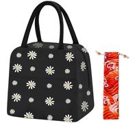 FonVan Bolsa Termica Porta Alimentos Con bolsa para cubiertos, 6L Bolsa pequeña para nevera, Bolsa del Almuerzo, Impermeable, Bolsa con Aislamiento Térmico para Trabajo, Clase, Salidas (Negro)