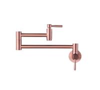 Fonveth Grifo de relleno de pote de cobre,Soporte de pared de relleno de olla de latón,Plegable elástico doble articulación brazo oscilante solo agujero dos manijas grifo de relleno de olla de cocina